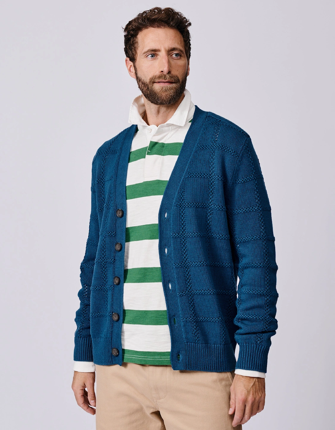 Rainham Cotton Stitch Detail Cardigan, 6 of 5