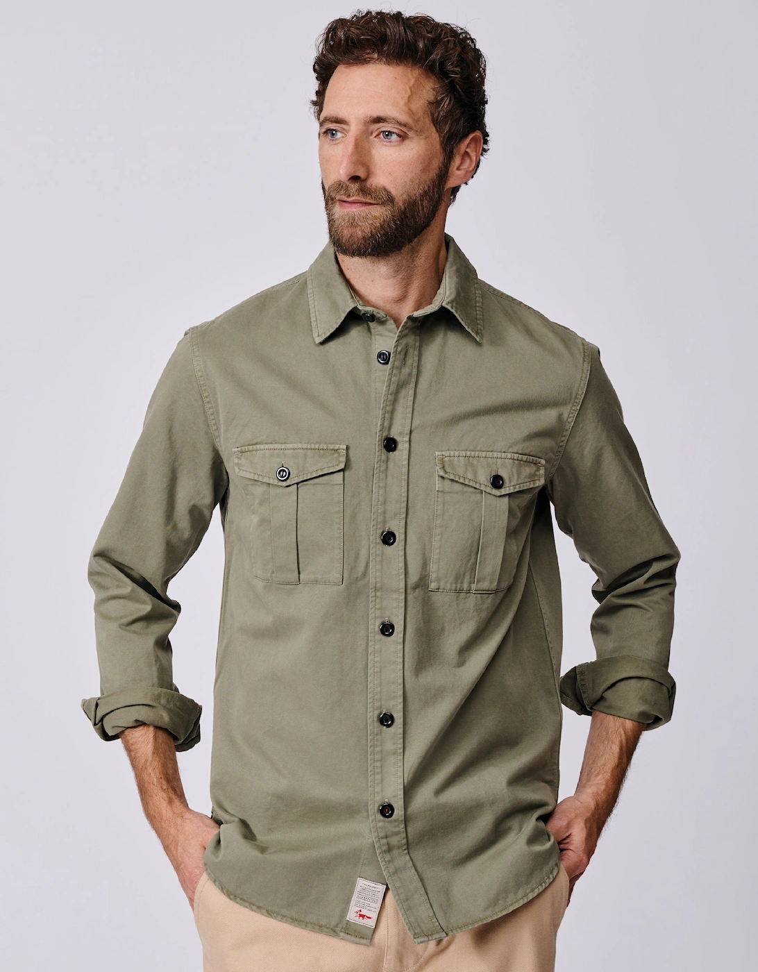 AUBIN AUBIN Men's Cole Twill Overshirt - Green