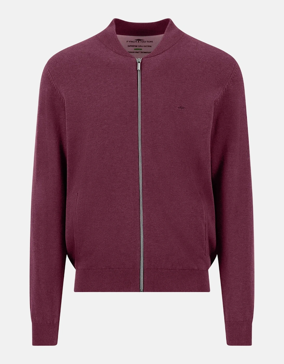 Fine Knit Zipped Cardigan Deep Merlot, 6 of 5