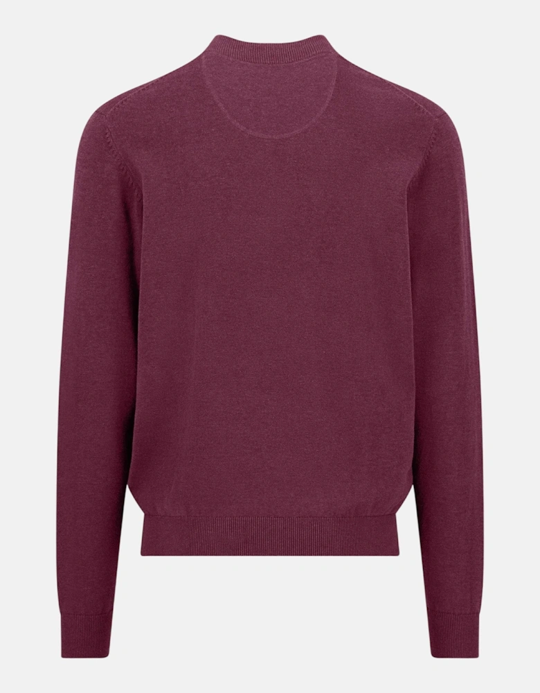 Fine Knit Zipped Cardigan Deep Merlot