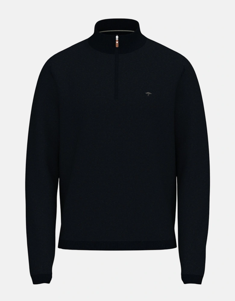 Fine Knit Air Cotton 1/4 Zip Sweater Navy