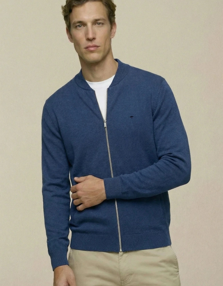 Fine Knit Zipped Cardigan Midnight