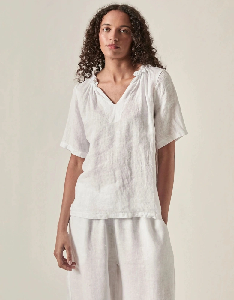 White Pure Linen Blouse