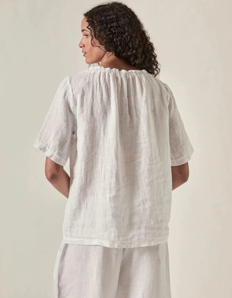 White Pure Linen Blouse