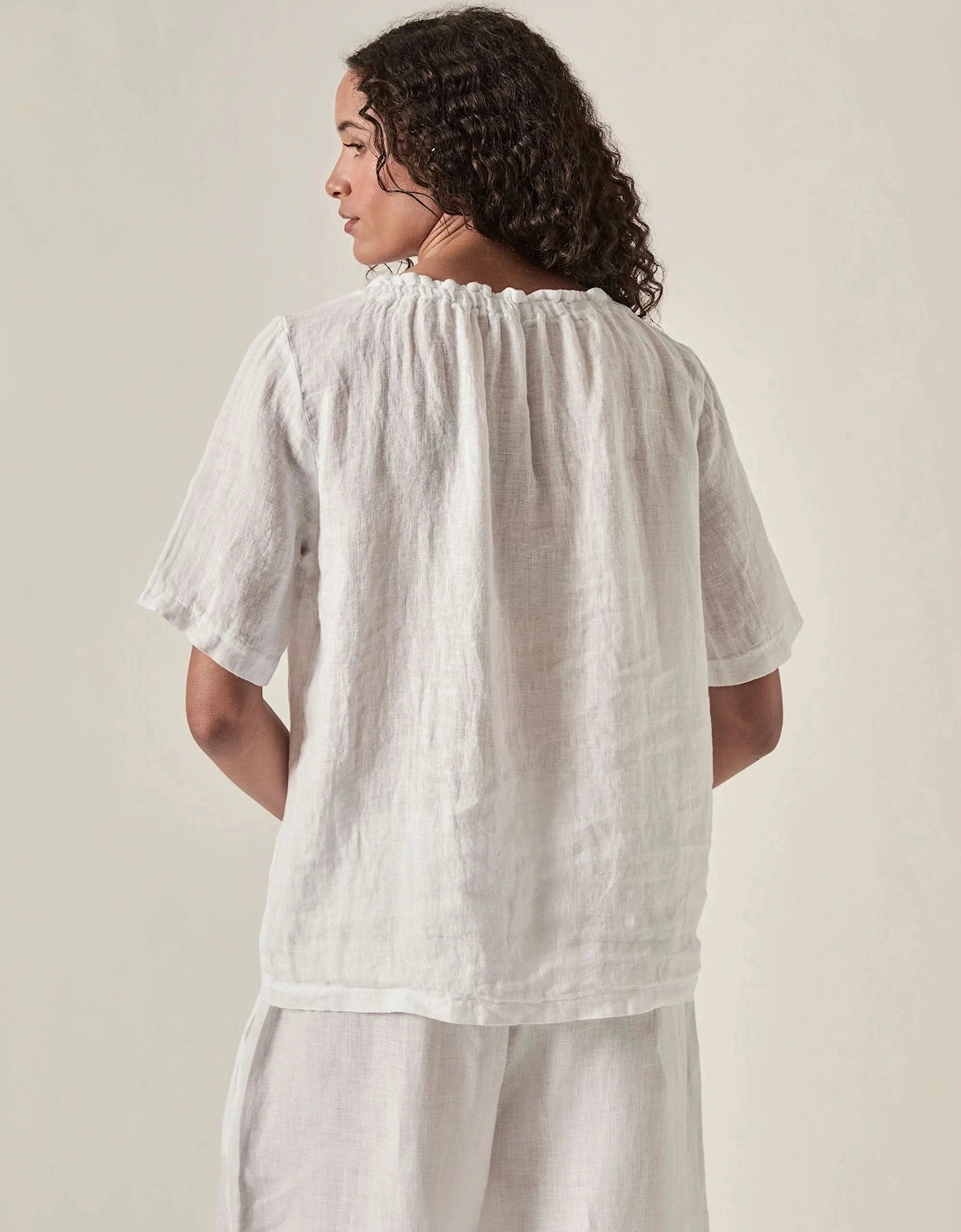 White Pure Linen Blouse