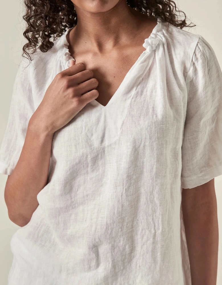 White Pure Linen Blouse