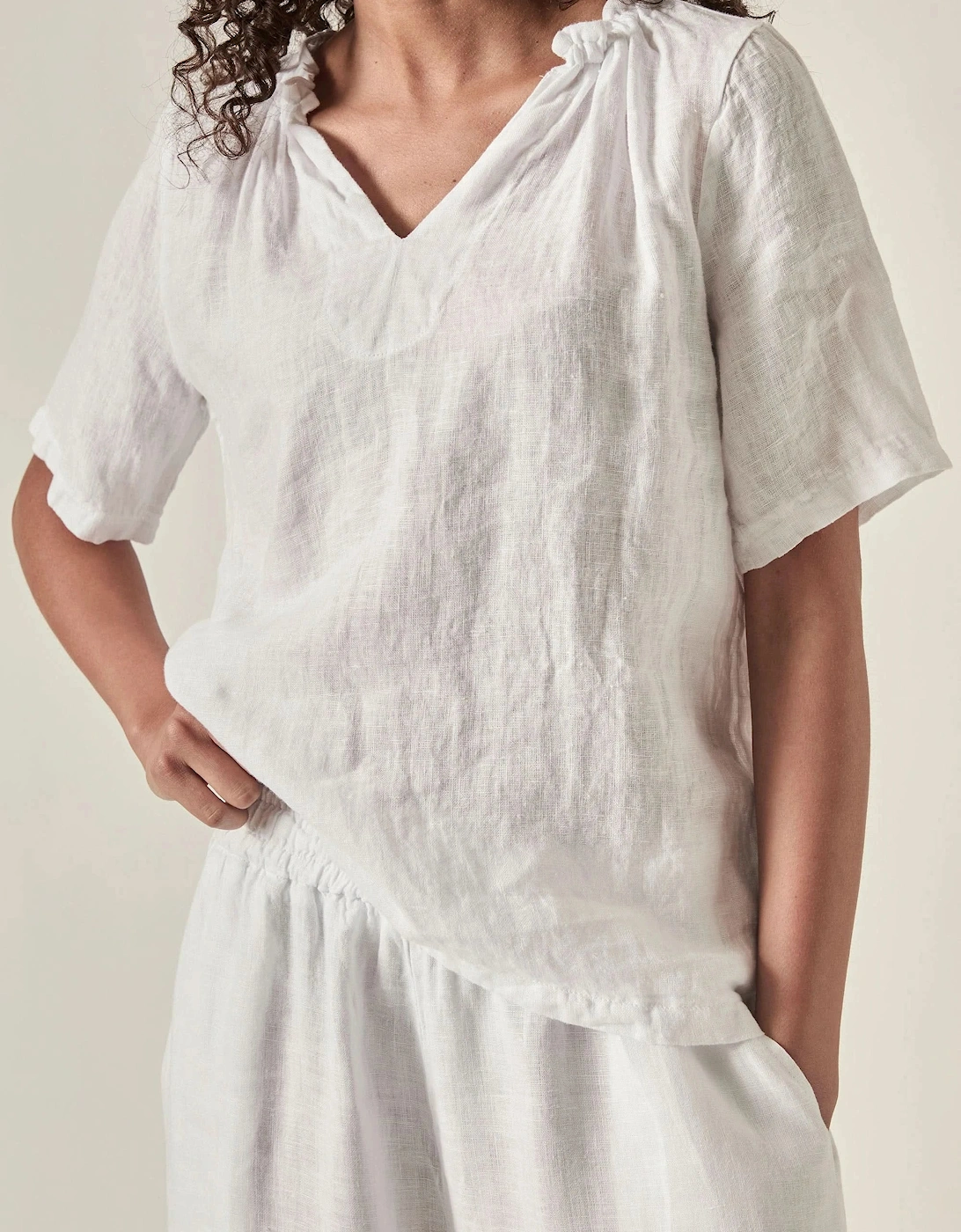 White Pure Linen Blouse