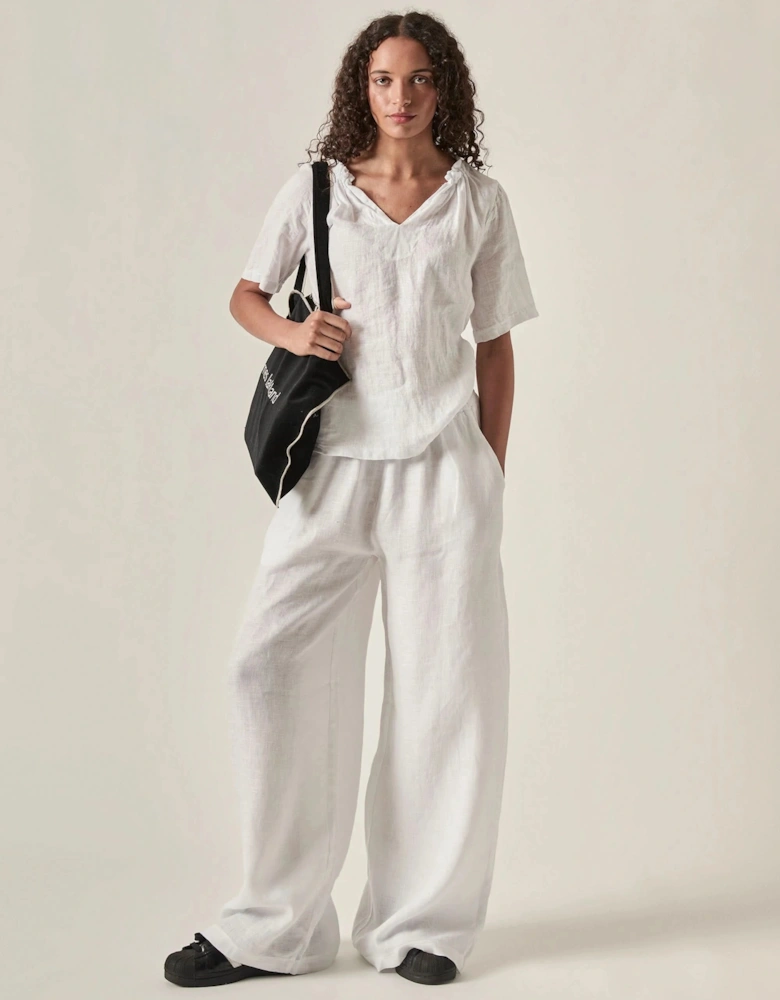 White Pure Linen Blouse