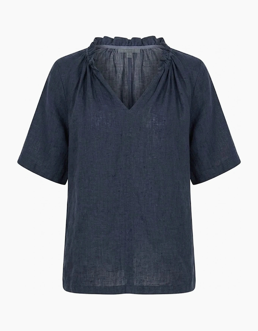 Navy Pure Linen Blouse