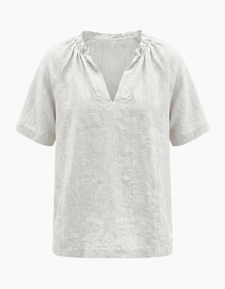 White Pure Linen Blouse