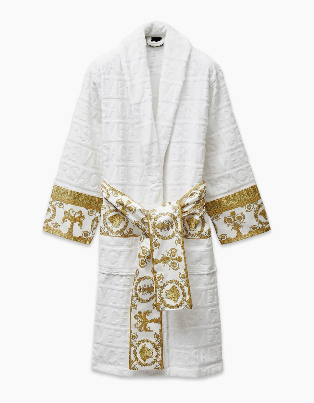 Versace Men's White Cotton Bathrobe - Size S