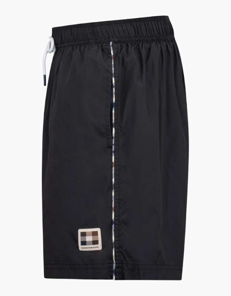 Aquascutum Active CC Piping Check Design Black Swim Shorts
