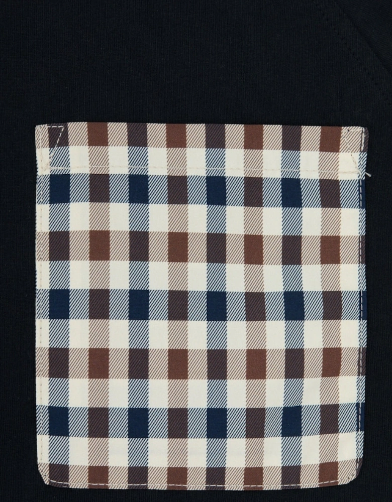 Aquascutum Active Raglan Check Pocket Black T-Shirt