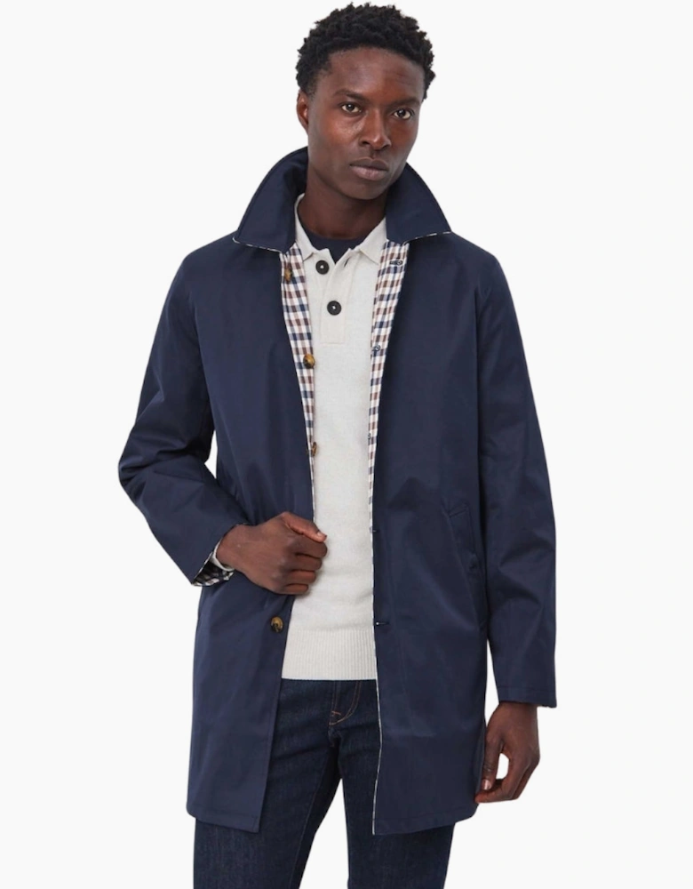 Aquascutum Active Archival Reversible Navy Blue Mid Coat Jacket