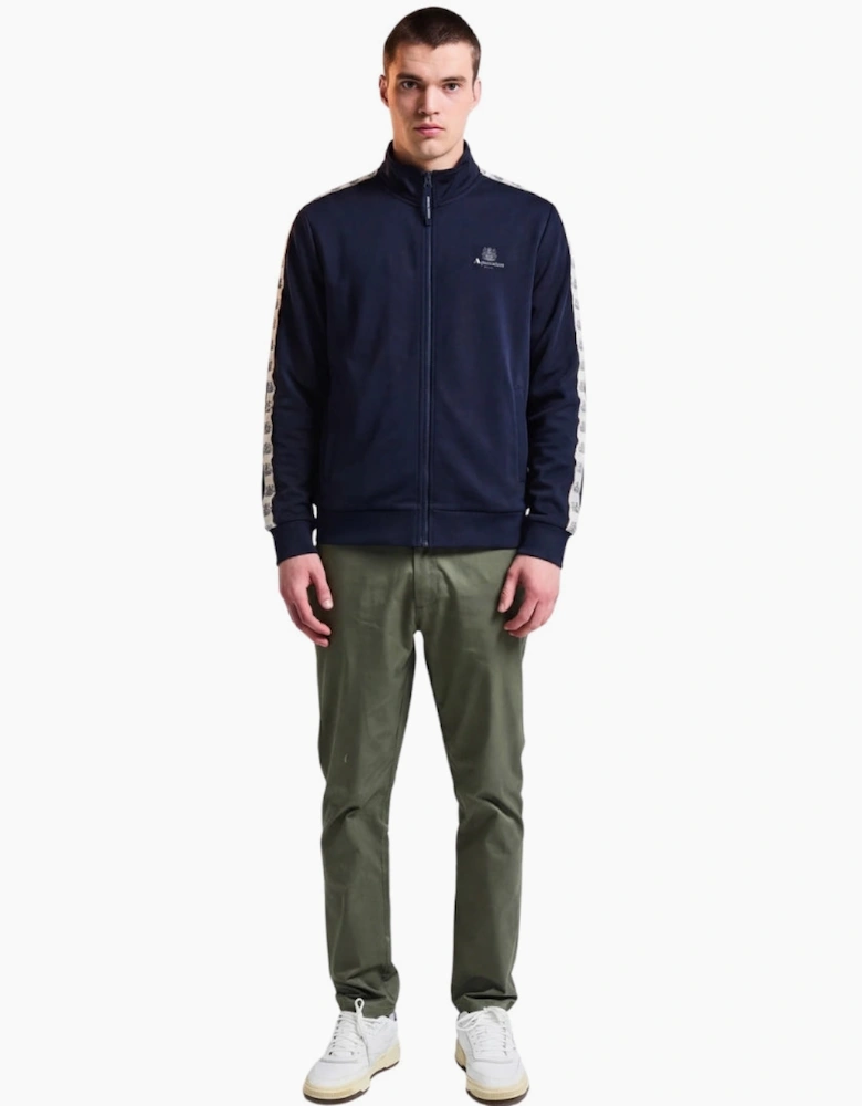Aquascutum Active Crest Tape  Navy Zip Track Top
