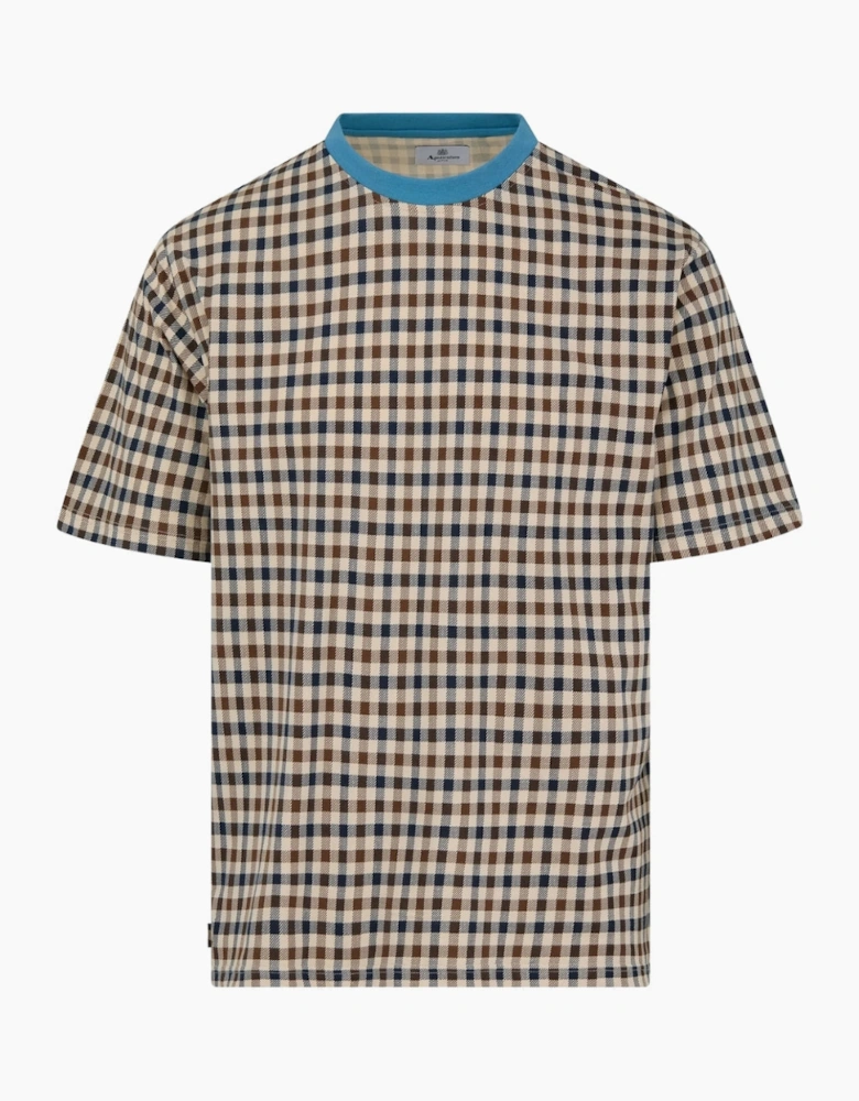 Aquascutum Active Iconic Check Avio Blue Beige T-Shirt