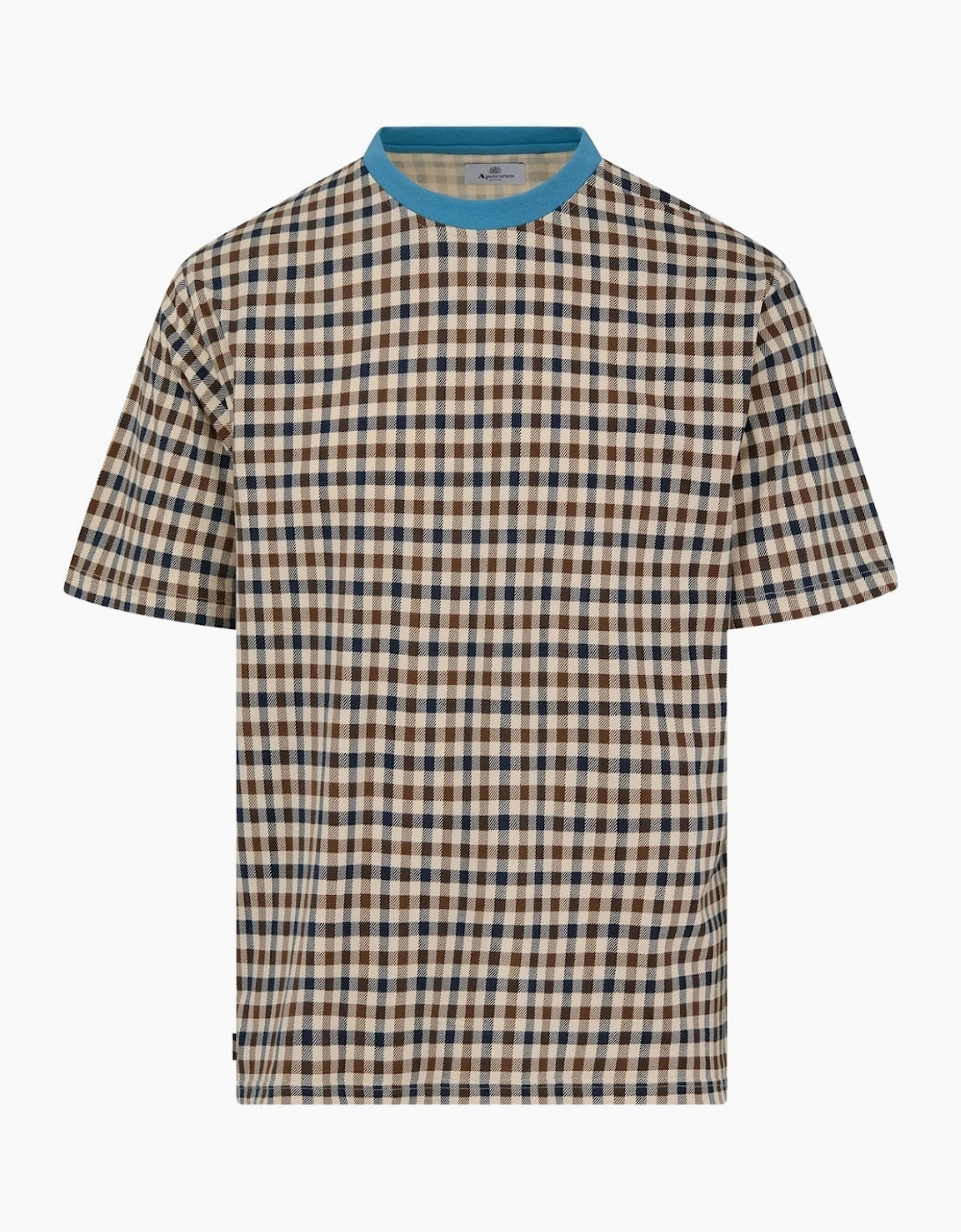 Aquascutum Active Iconic Check Avio Blue Beige T-Shirt, 4 of 3