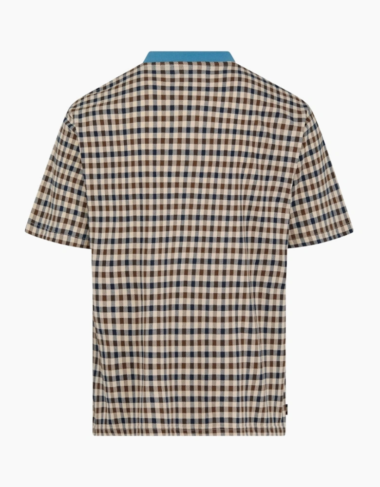 Aquascutum Active Iconic Check Avio Blue Beige T-Shirt