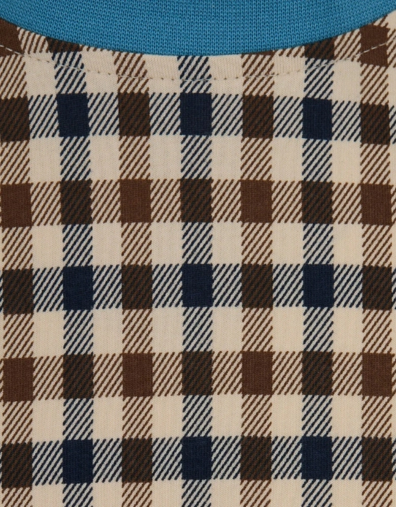 Aquascutum Active Iconic Check Avio Blue Beige T-Shirt