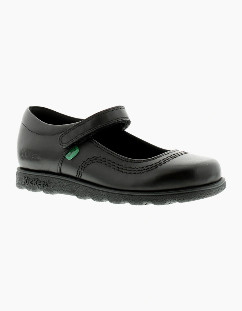 Kickers Girls School Shoes Fragma Pop Leather Touch Fastening black UK Size