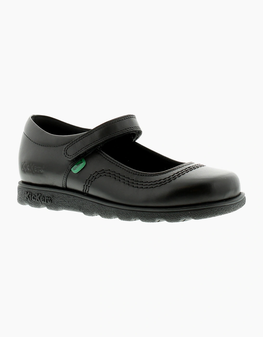 Kickers Girls School Shoes Fragma Pop Leather Touch Fastening black UK Size