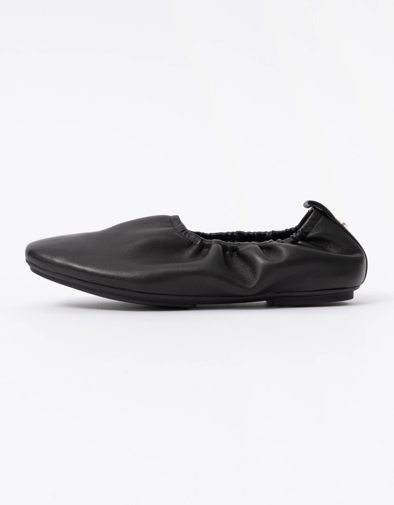 FitFlop Delicato Poise Womens Leather Ballerina Shoes - All Black 090