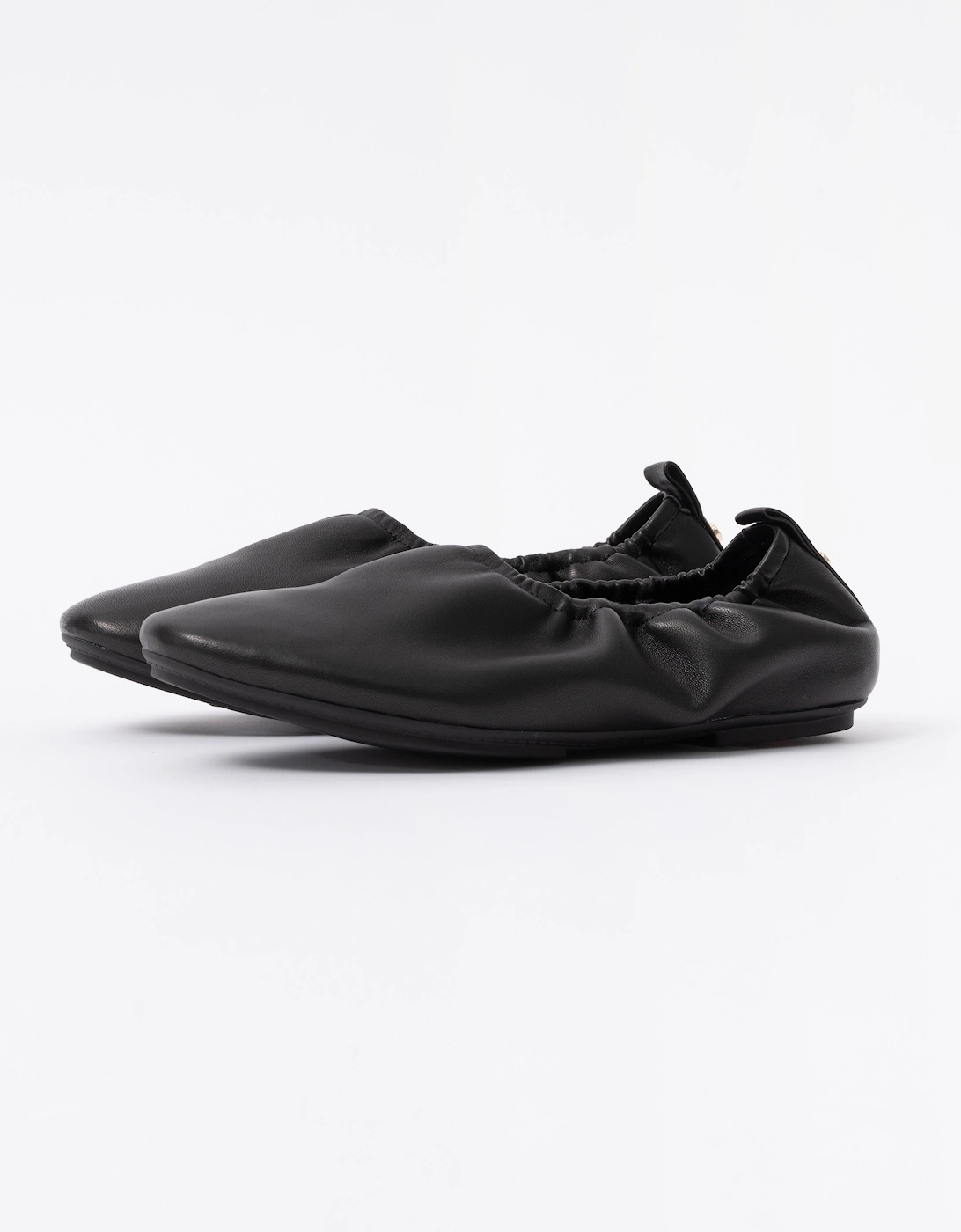 FitFlop Delicato Poise Womens Leather Ballerina Shoes - All Black 090