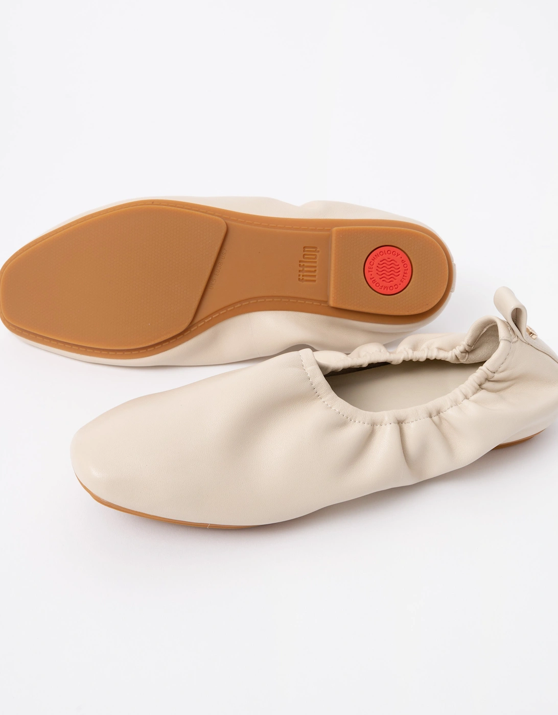 FitFlop Delicato Poise Womens Leather Ballerina Shoes - Hazy Taupe E40