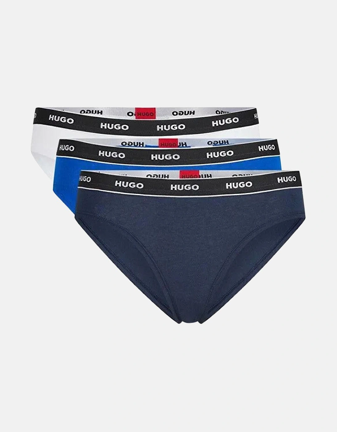 HUGO WOMENS 3 PACK BRIEFS NAVY WHITE BLUE