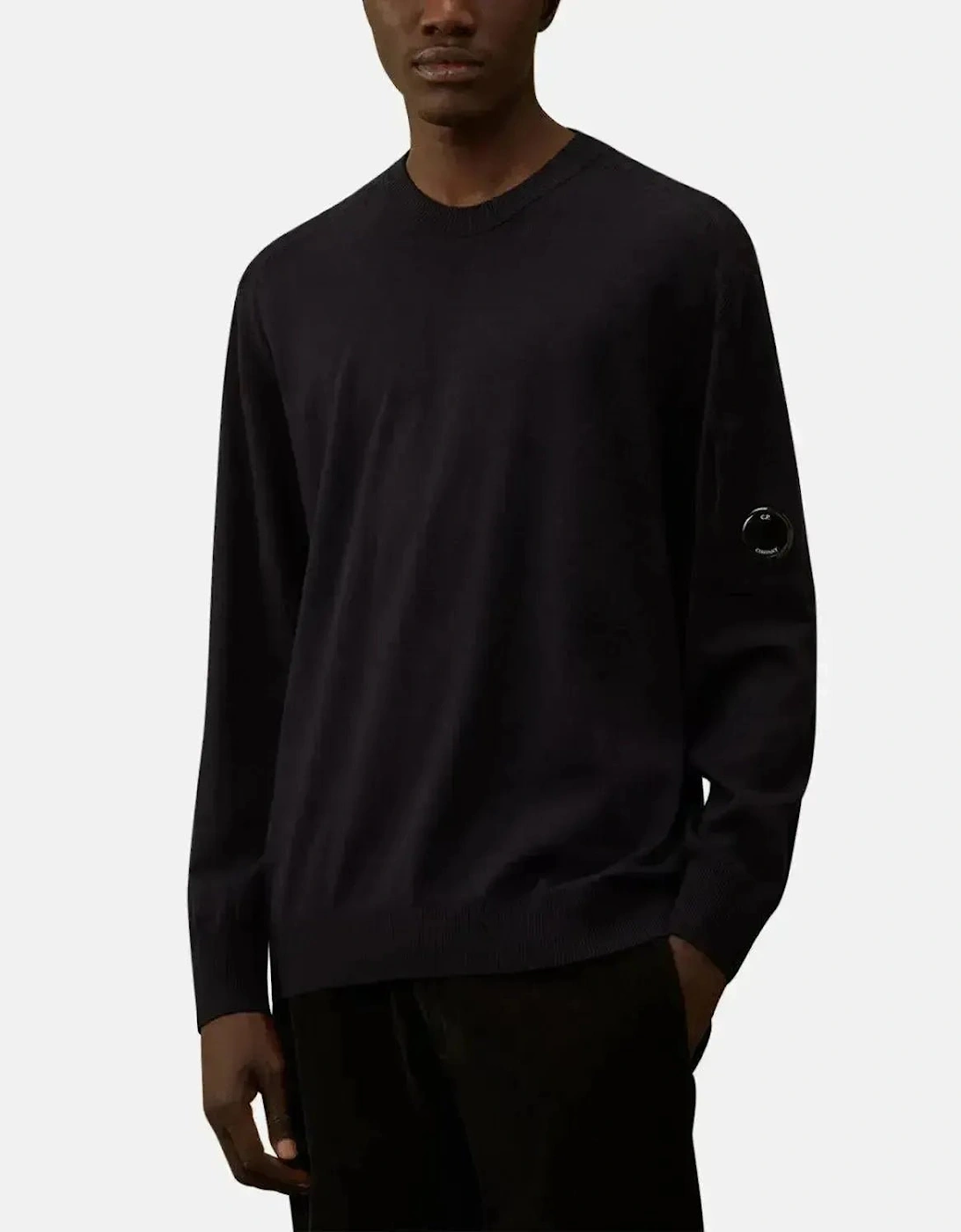 CP COMPANY MENS EXTRAFINE MERINO WOOL CREWNECK SWEATER TOTAL ECLIPSE