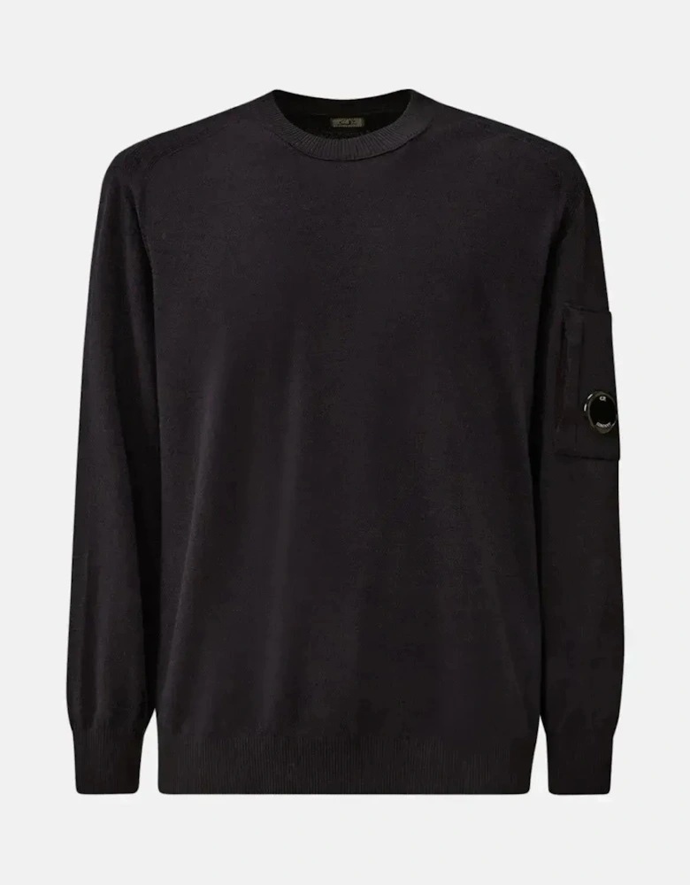 CP COMPANY MENS EXTRAFINE MERINO WOOL CREWNECK SWEATER TOTAL ECLIPSE