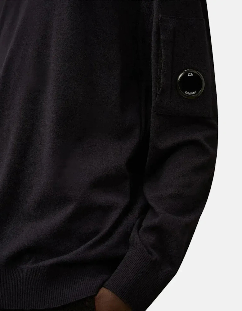 CP COMPANY MENS EXTRAFINE MERINO WOOL CREWNECK SWEATER TOTAL ECLIPSE