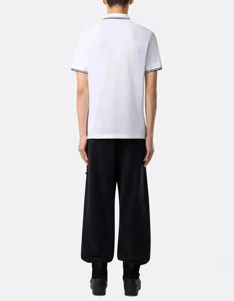 STONE ISLAND MENS 2200007 ORGANIC STRETCH COTTON TIPPED SLIM FIT POLO SHIRT WHITE