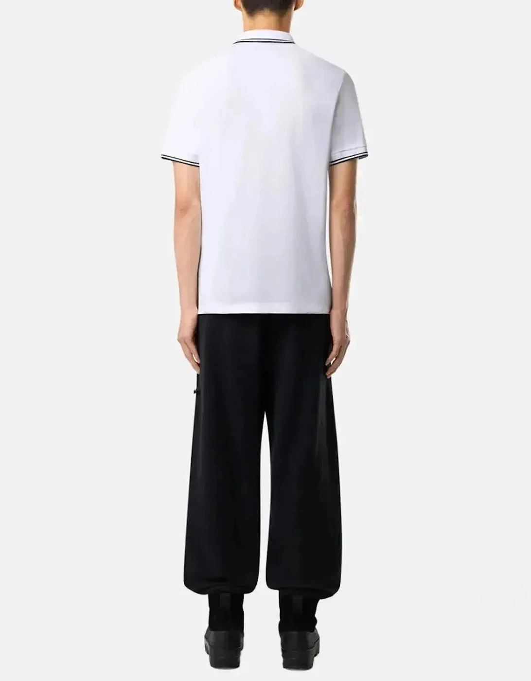 STONE ISLAND MENS 2200007 ORGANIC STRETCH COTTON TIPPED SLIM FIT POLO SHIRT WHITE