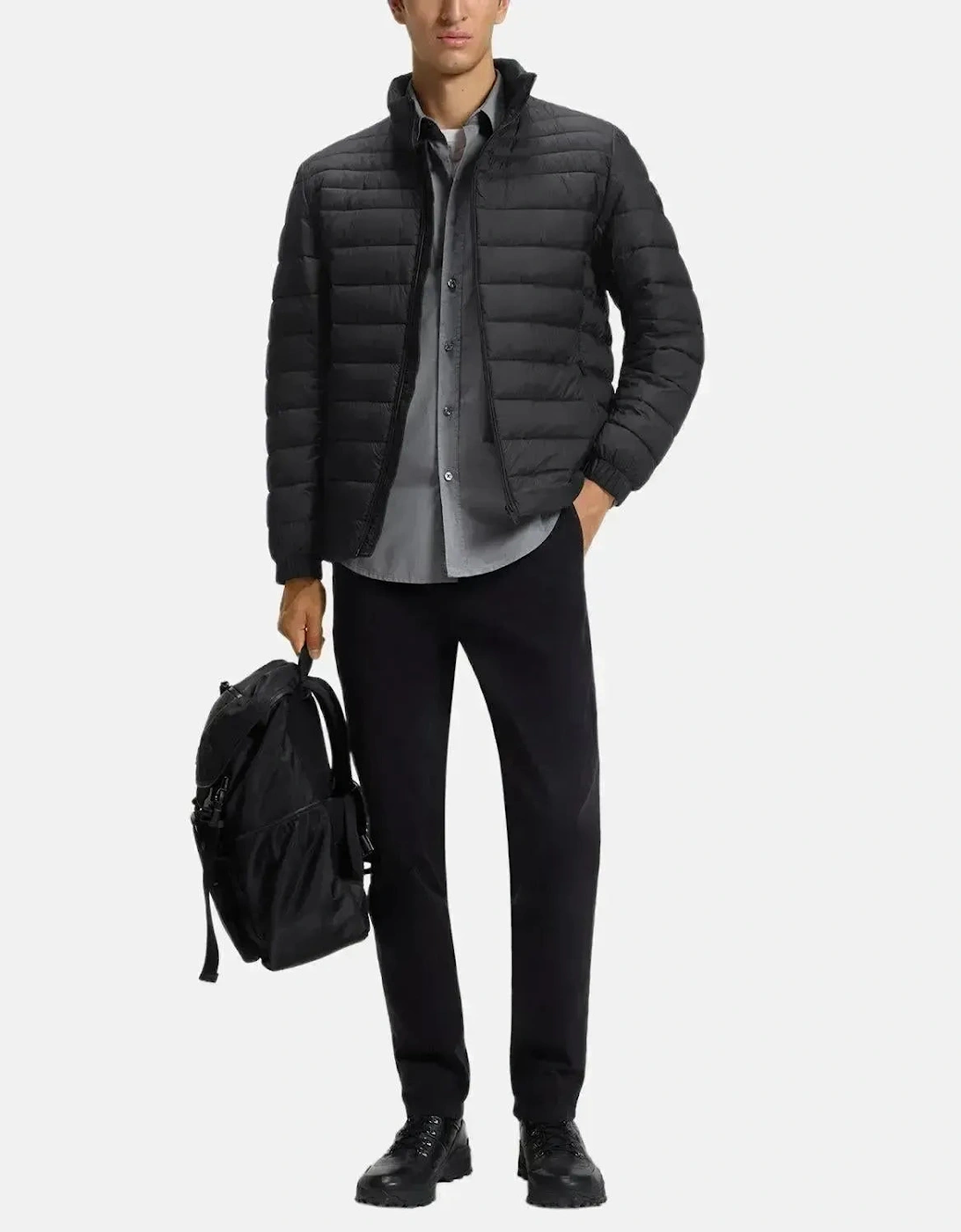 BOSS MENS ODEN2 SLIM FIT PACKABLE PUFFER JACKET BLACK