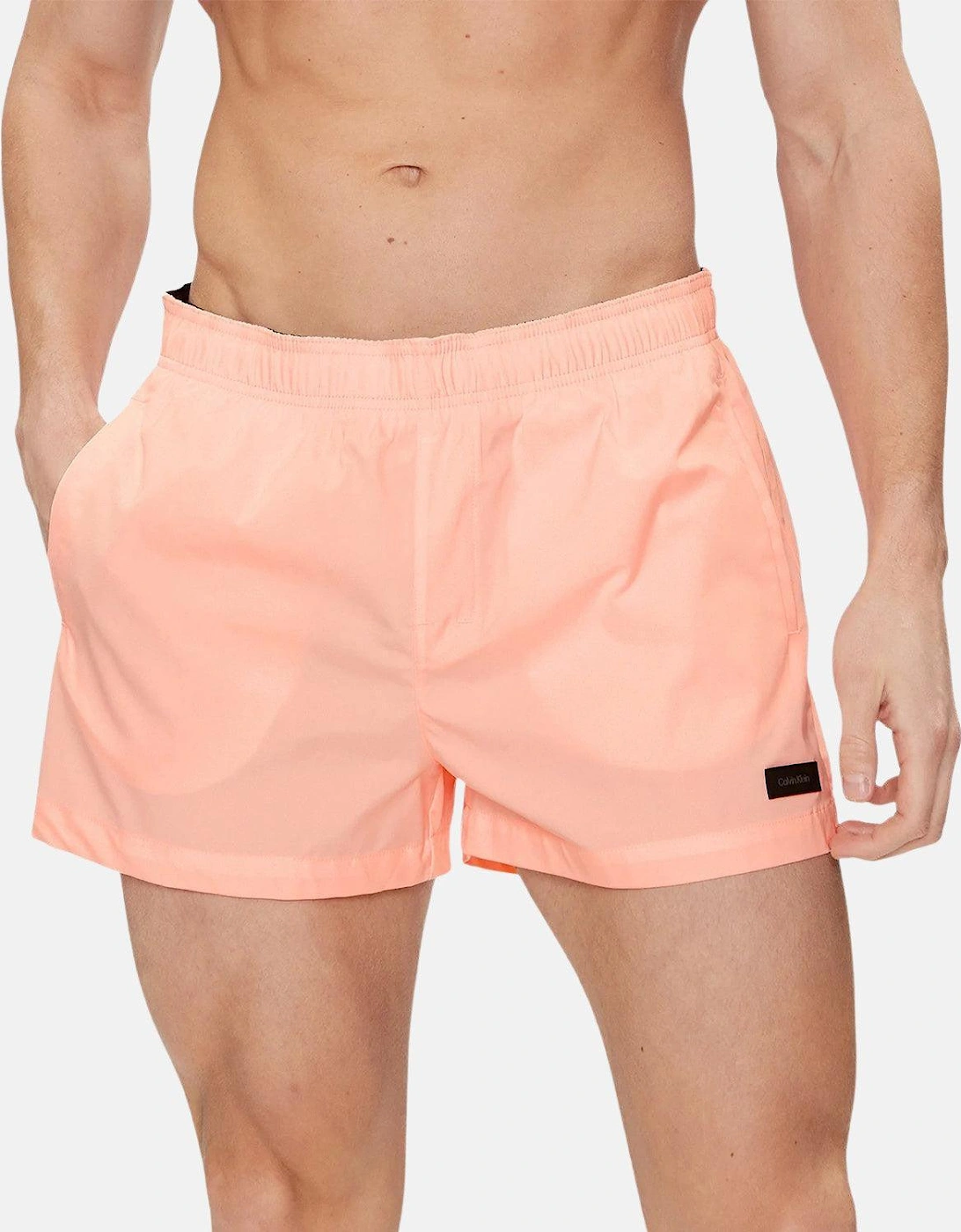 CALVIN KLEIN TAG LOGO SWIM SHORTS PINK