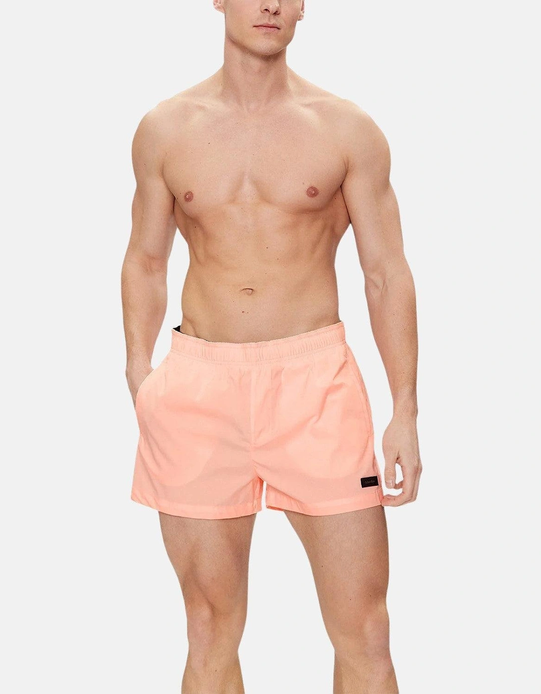 CALVIN KLEIN TAG LOGO SWIM SHORTS PINK
