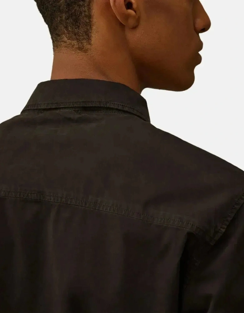 CP COMPANY MENS ORGANIC GABARDINE ZIPPED OVERSHIRT BLACK