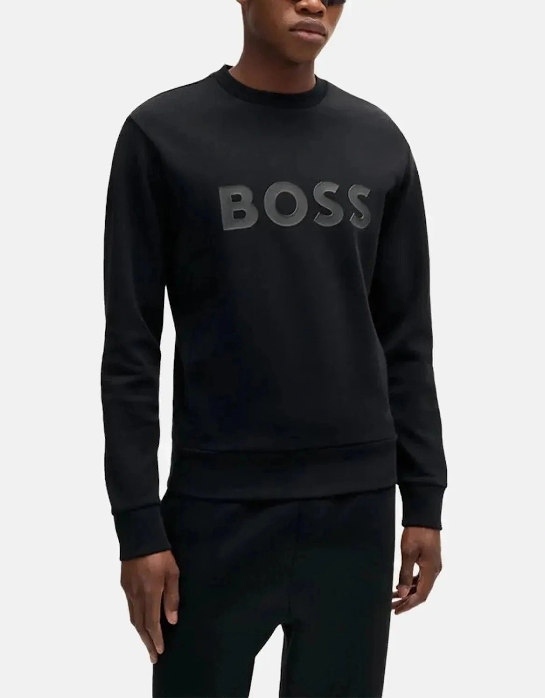 BOSS SALBO SANDWICH LOGO SWEATSHIRT BLACK