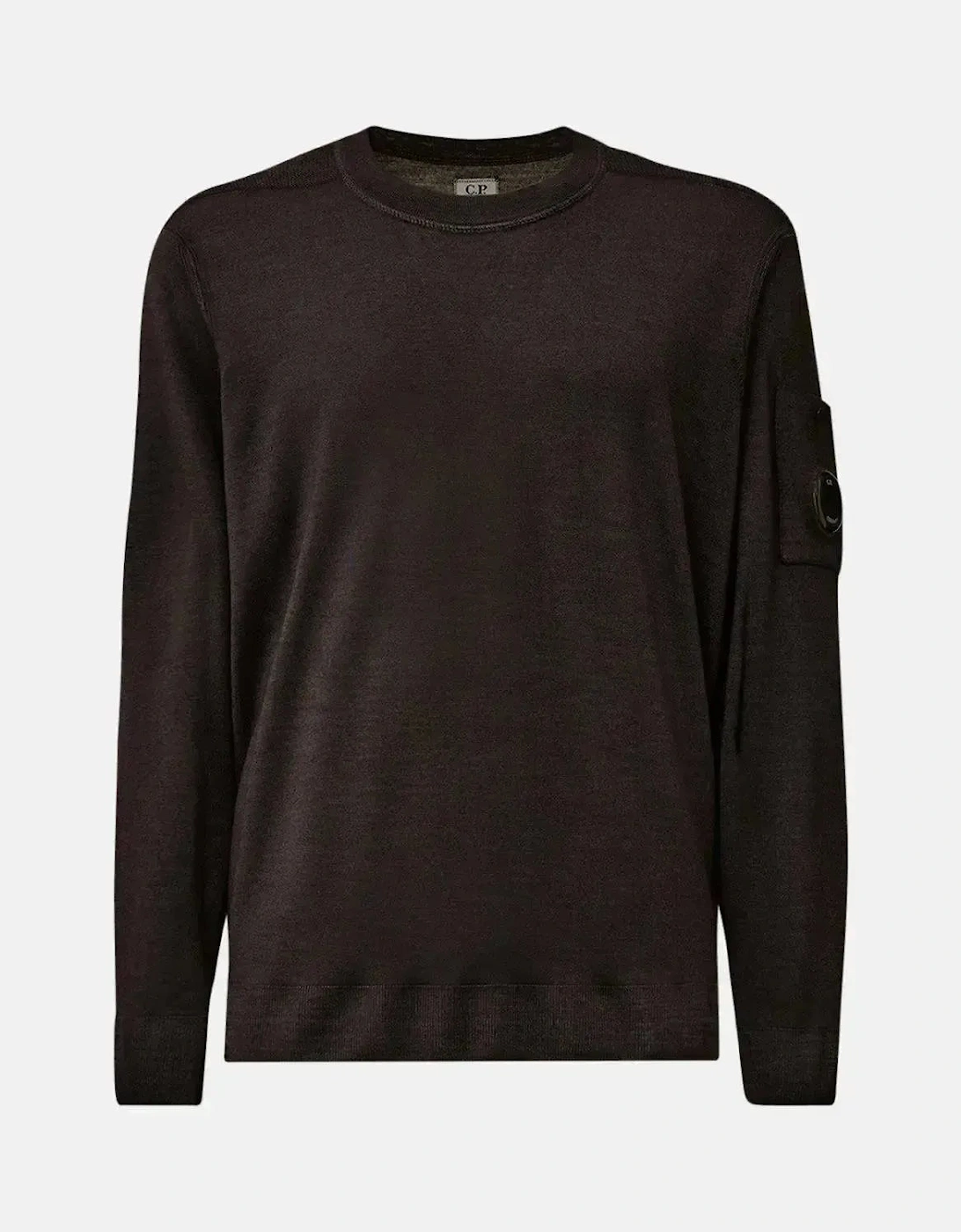 CP Company CP COMPANY MENS MERINO WOOL LENS DETAIL CREWNECK KNIT TOTAL ECLIPSE - Black