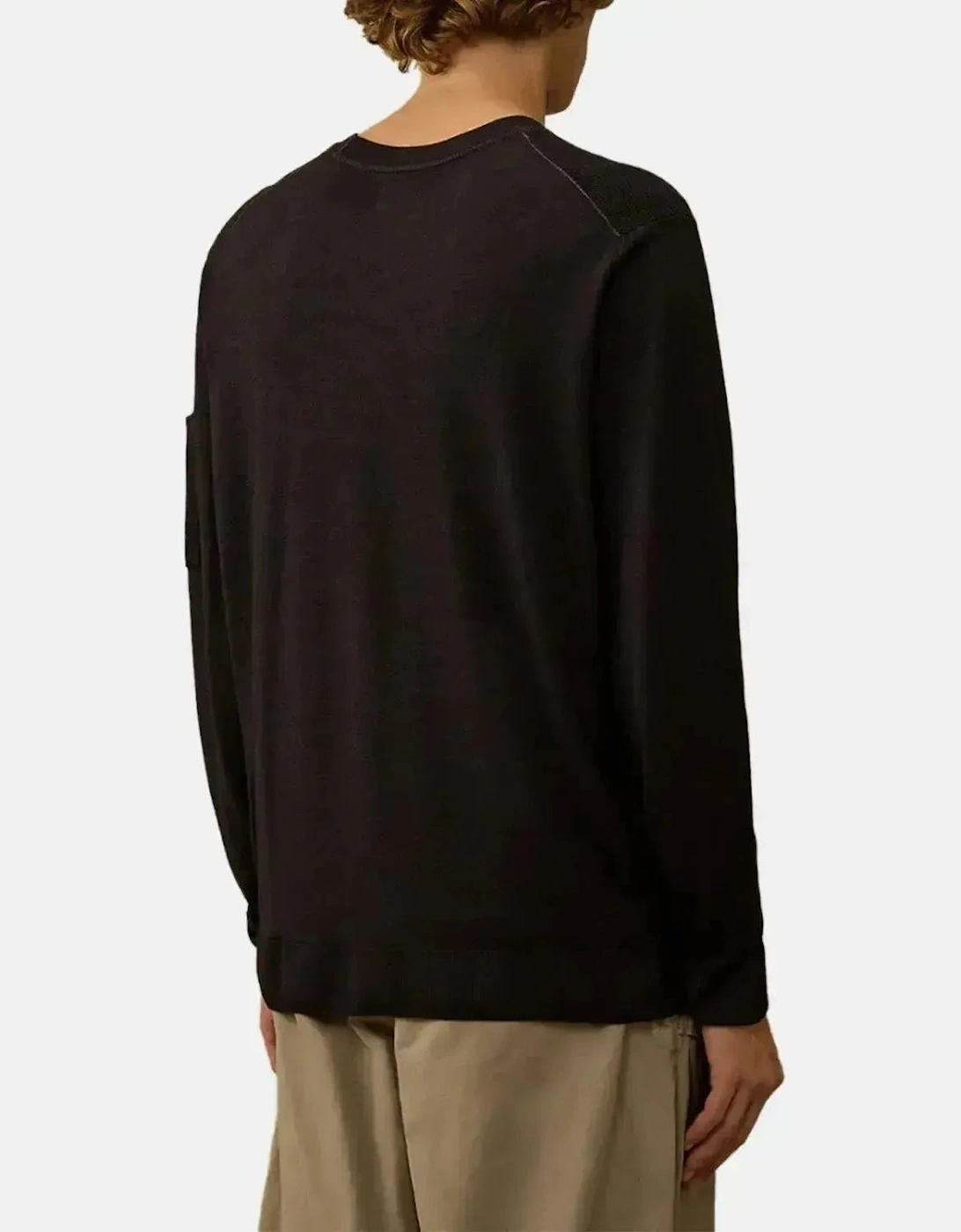 CP COMPANY MENS MERINO WOOL LENS DETAIL CREWNECK KNIT TOTAL ECLIPSE