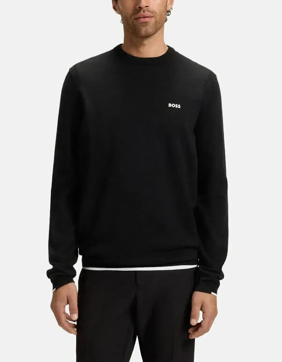 BOSS MENS K-EVERX CREWNECK COTTON KNIT BLACK