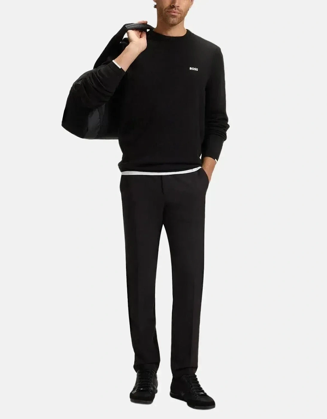 BOSS MENS K-EVERX CREWNECK COTTON KNIT BLACK
