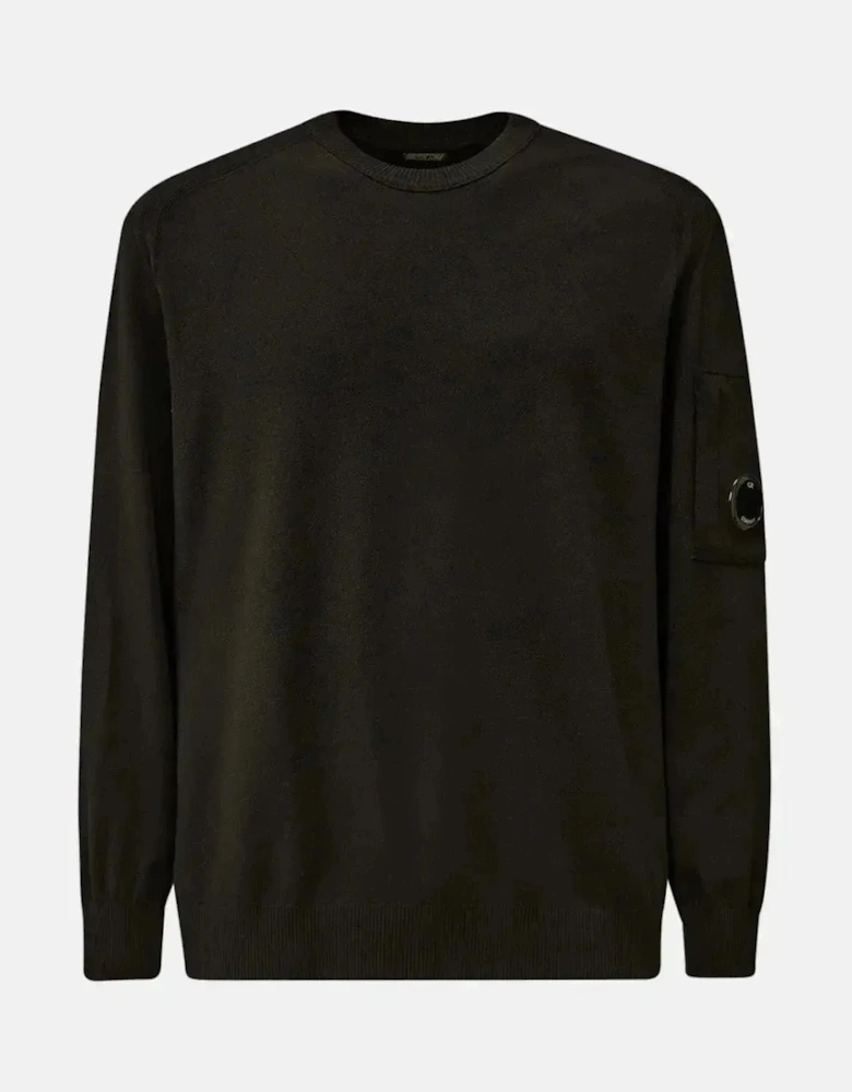 CP COMPANY MENS EXTRAFINE MERINO WOOL CREWNECK SWEATER BLACK