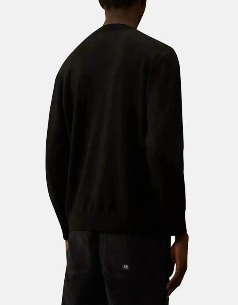 CP COMPANY MENS EXTRAFINE MERINO WOOL CREWNECK SWEATER BLACK