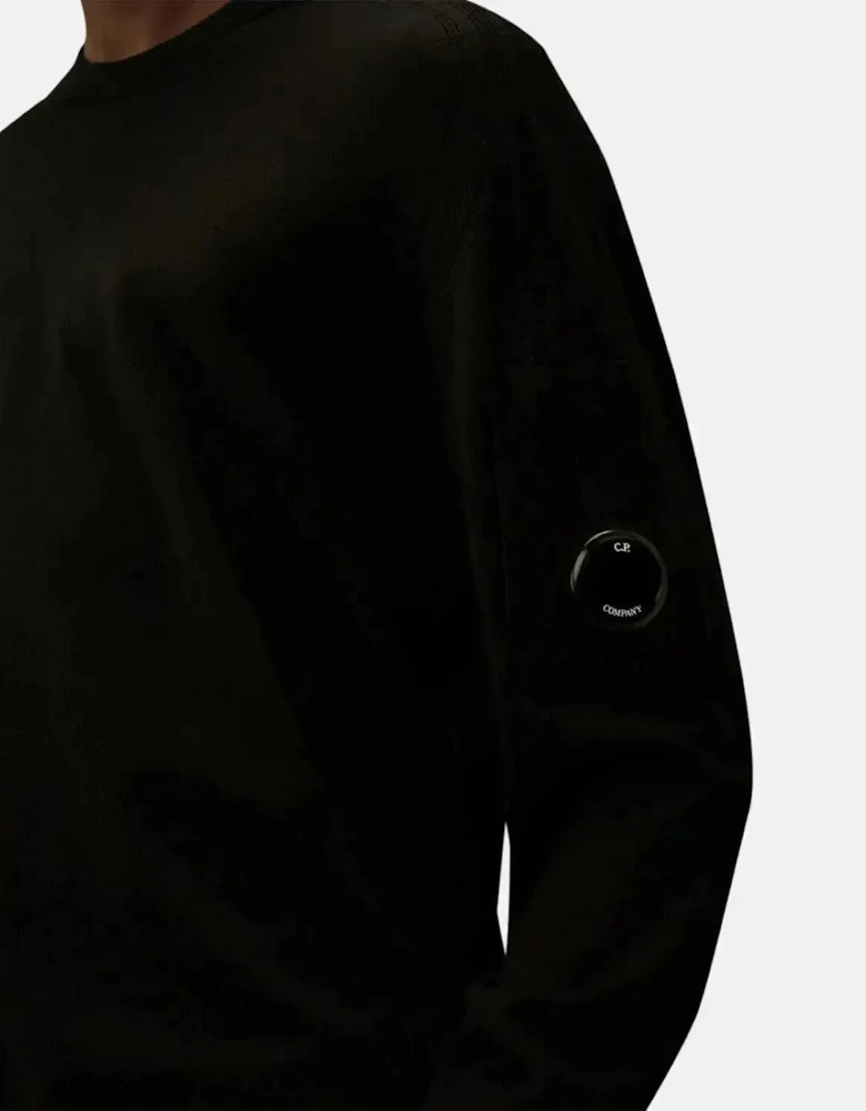CP COMPANY MENS EXTRAFINE MERINO WOOL CREWNECK SWEATER BLACK