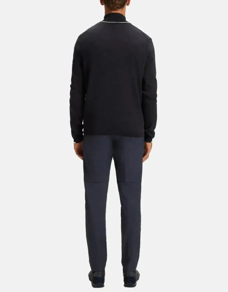 BOSS MENS K-EVERX 1/4 ZIP COTTON KNIT DARK BLUE