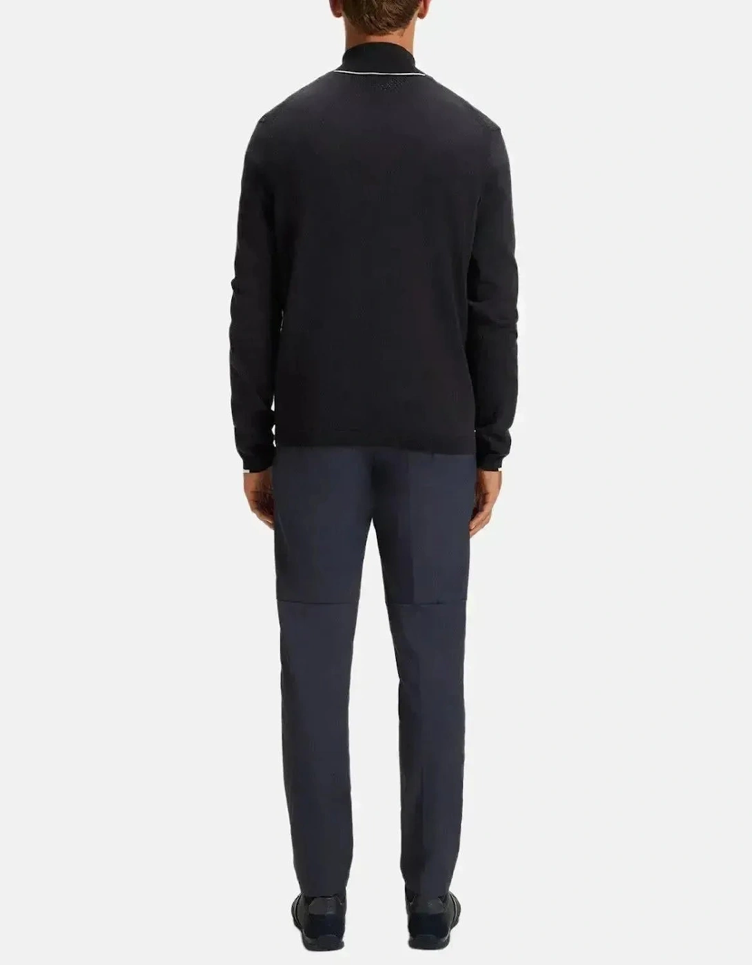 BOSS MENS K-EVERX 1/4 ZIP COTTON KNIT DARK BLUE