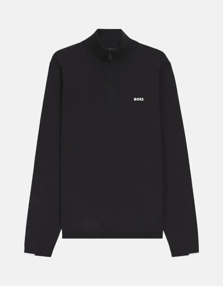 BOSS MENS K-EVERX 1/4 ZIP COTTON KNIT DARK BLUE