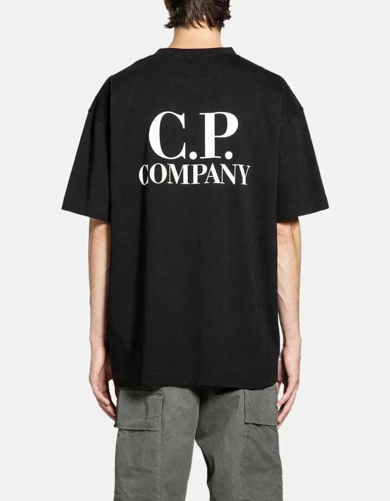 CP COMPANY MENS 30/1 JERSEY BACK LOGO T-SHIRT BLACK